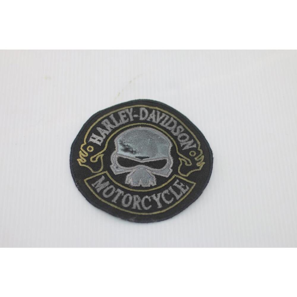 Vintage Harley-Davidson Motorcycle Skull Patch – Embroidered Biker Patch Faded
